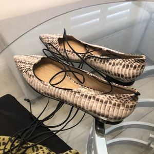 Lace up flats with dust bag NWOT